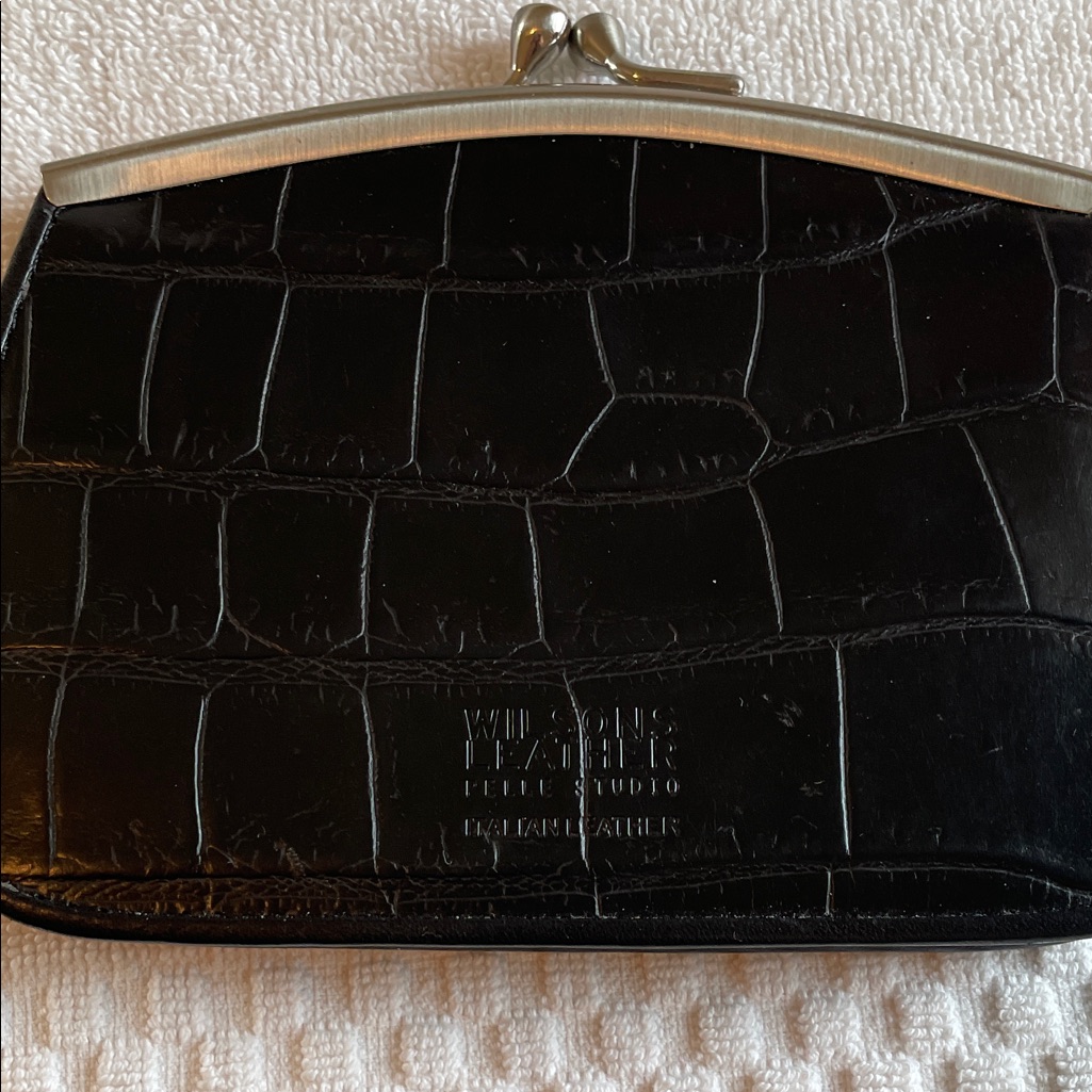 Black Crocodile Embossed Leather Clutch Wilsons Leather